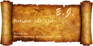 Butyka Júlia névjegykártya